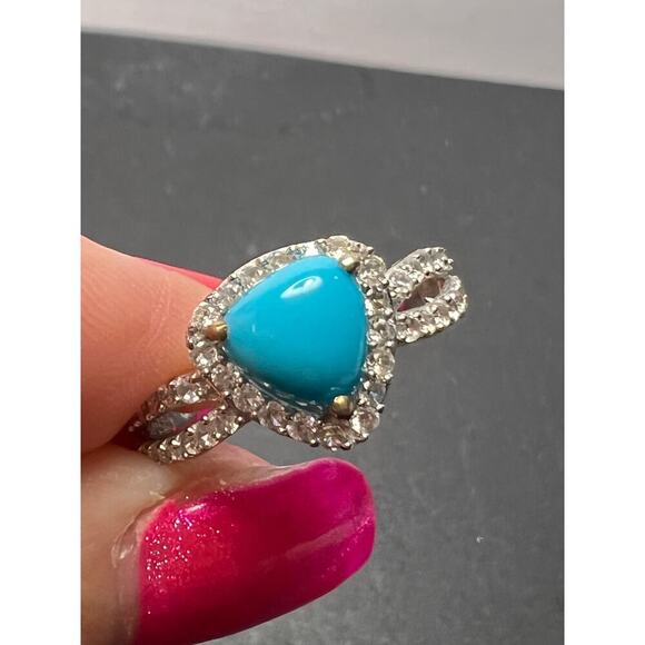 Chuck Clemency Sleeping Beauty turquoise ring in platinum over 925 silver size 8 - Picture 6 of 11